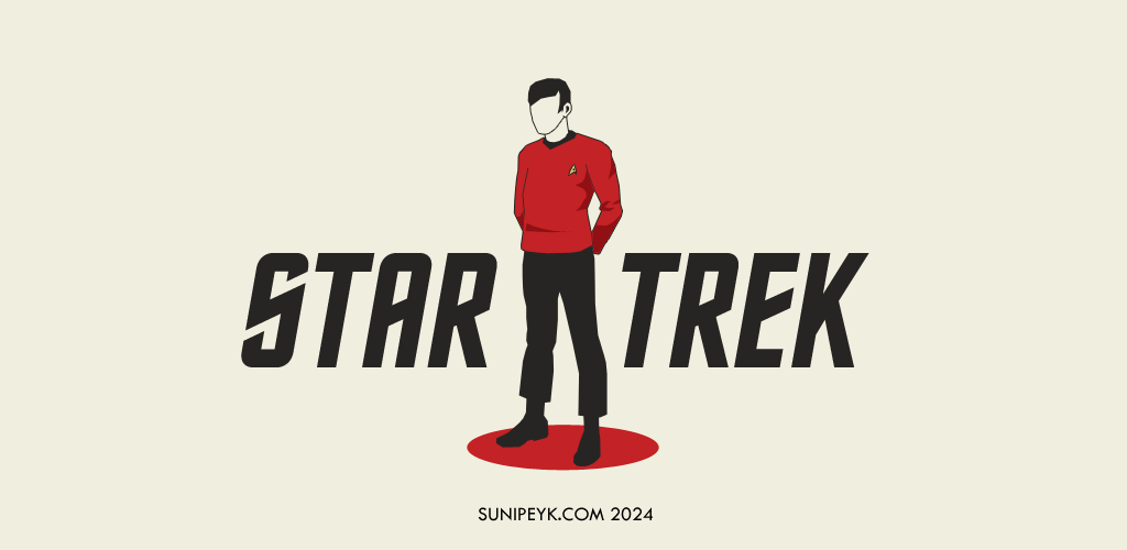 Star Trek kırmızı üniforma giymiş personel çizimi