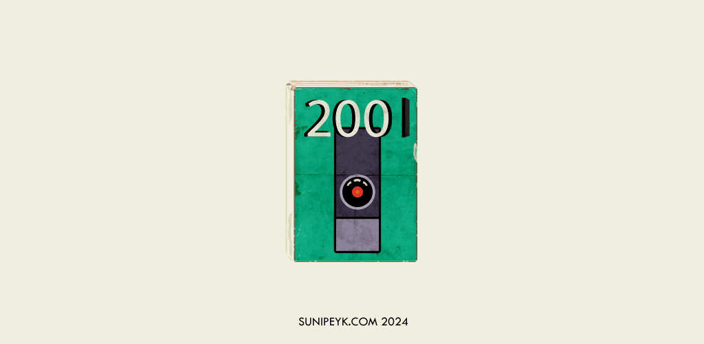 2001 yazan ve üzerinde hal9000 olan eski kitap şeklinde bir görsel