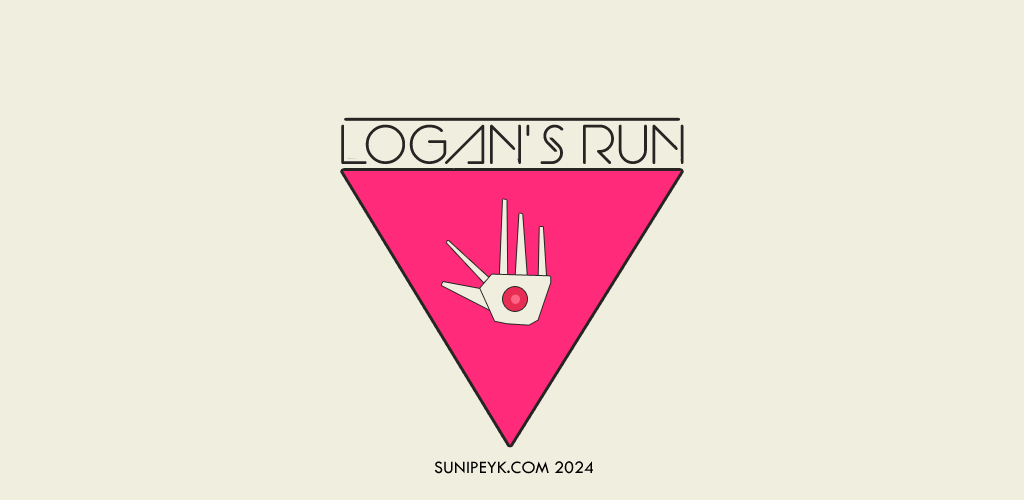 Logan's Run yazısı ve üçgen içinde life clock olan ikonik el